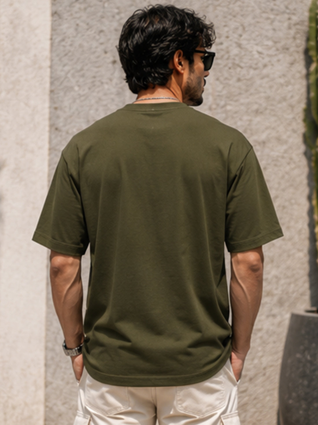 Men's Oversized Drop Shoulder T-Shirt | 100% Cotton Relaxed Fit Round Neck Streetwear Tee