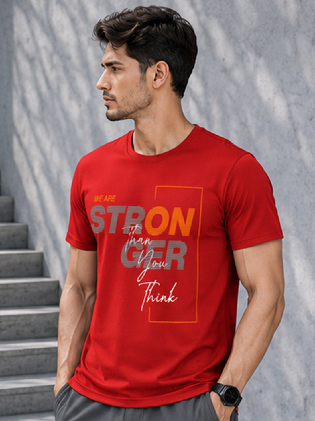 Stronger Than You Think Men's Black Performance T-Shirt | Quick Dry Sportswear | DPASSION