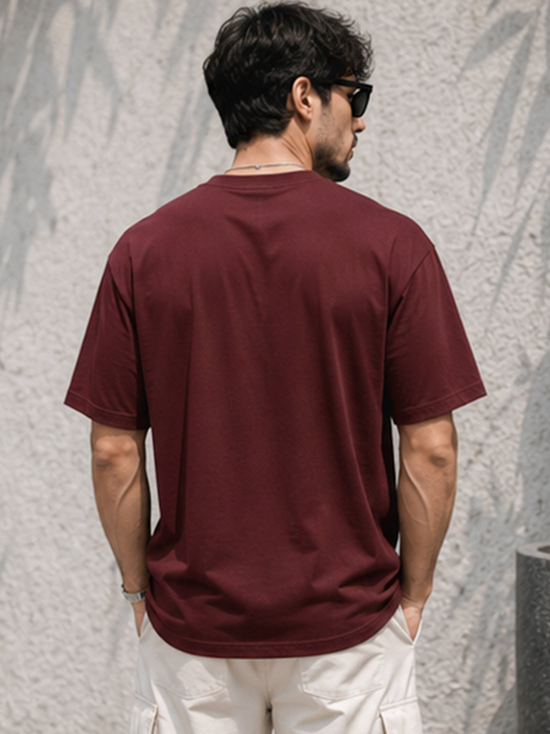 Men's Oversized Drop Shoulder T-Shirt | 100% Cotton Relaxed Fit Round Neck Streetwear Tee