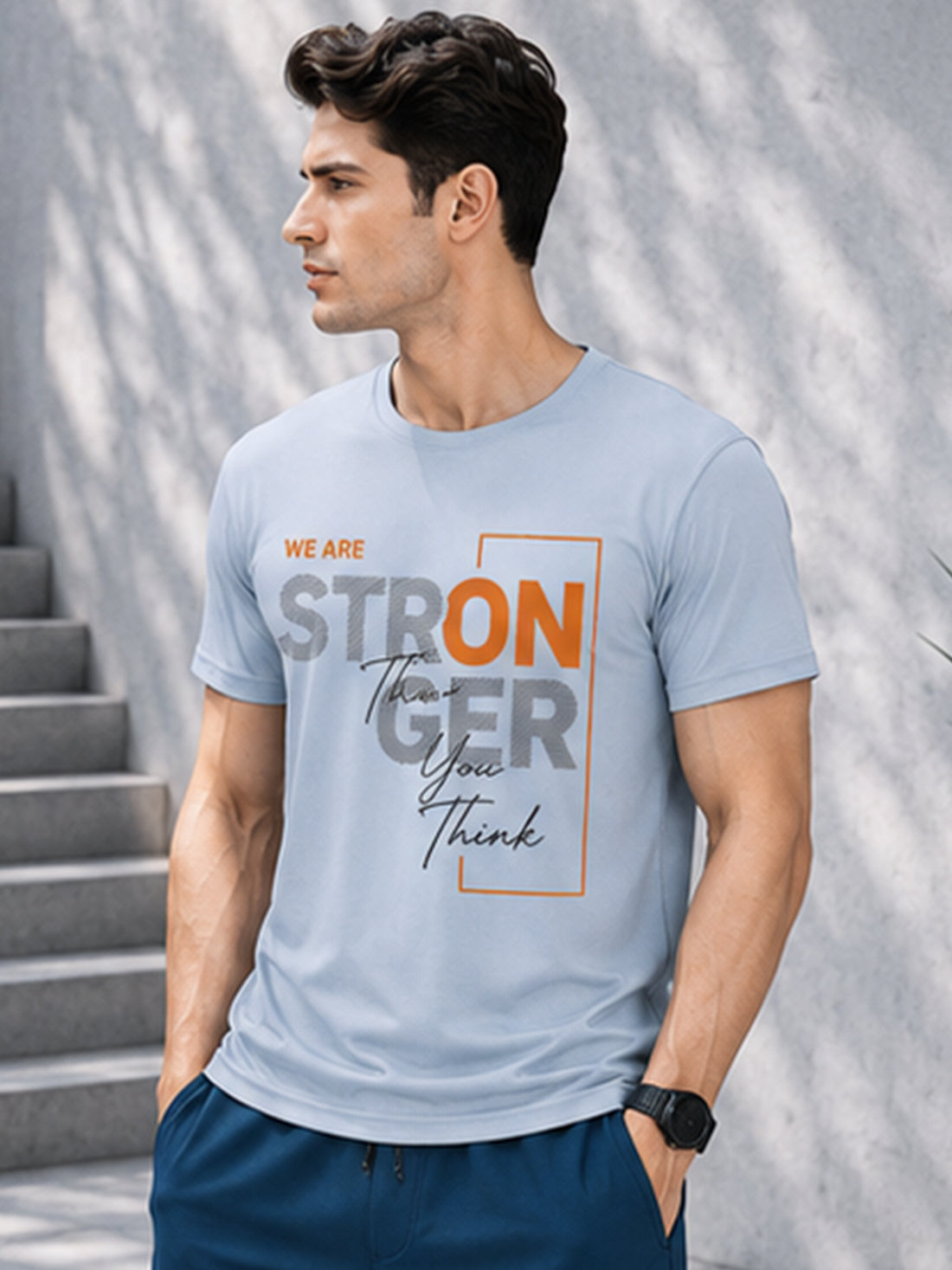 Stronger Than You Think Men's Black Performance T-Shirt | Quick Dry Sportswear | DPASSION