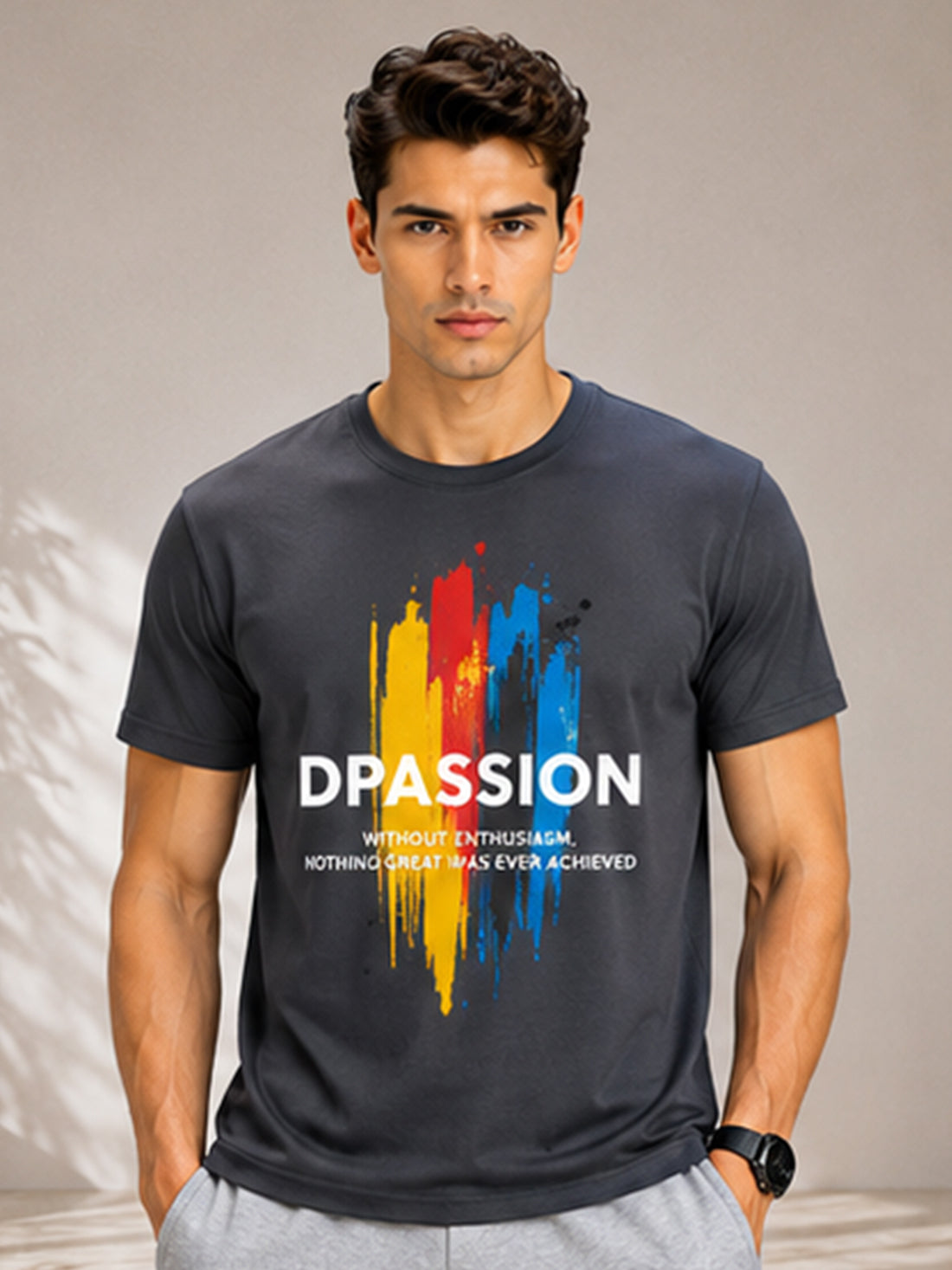 Dpassion Men's Black Graphic Performance T-Shirt | Dry-Fit Sportswear | Wholesale Activewear