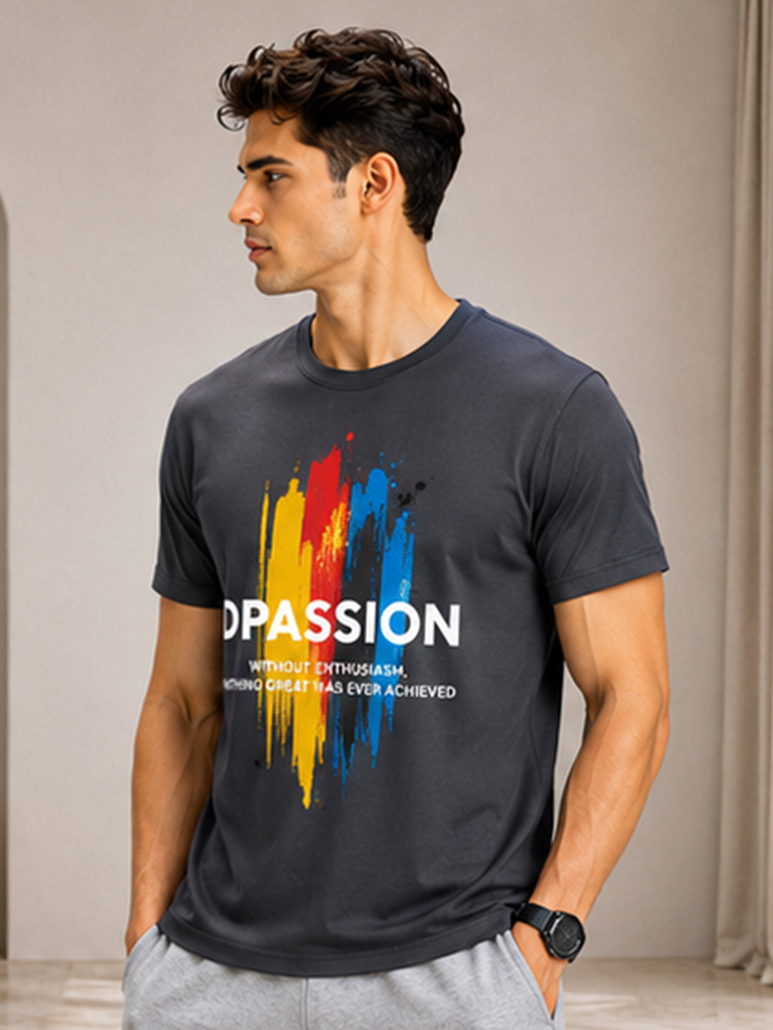 Dpassion Men's Black Graphic Performance T-Shirt | Dry-Fit Sportswear | Wholesale Activewear