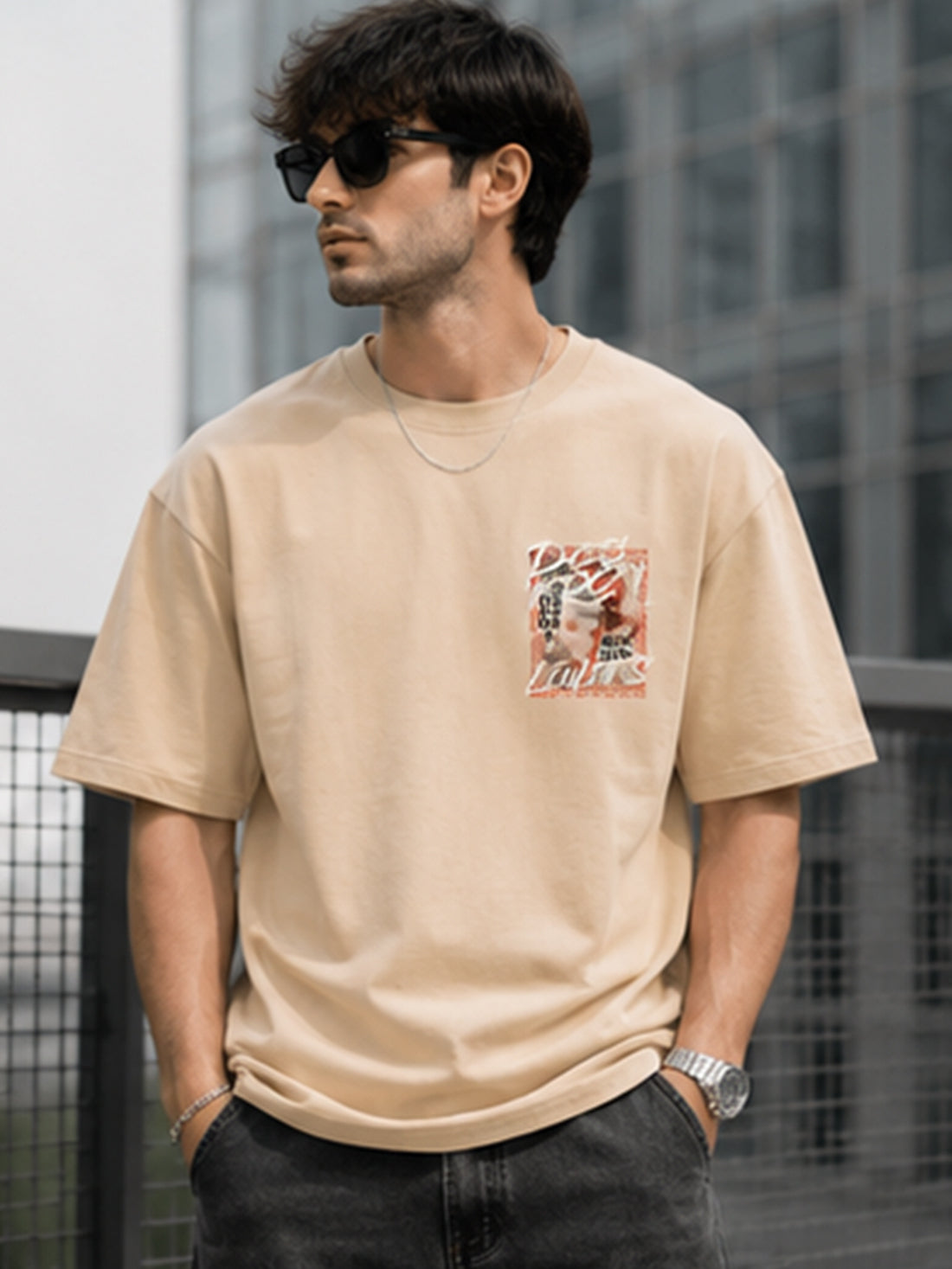Men's Oversized Drop Shoulder T-Shirt | 100% Cotton Relaxed Fit Round Neck Streetwear Tee