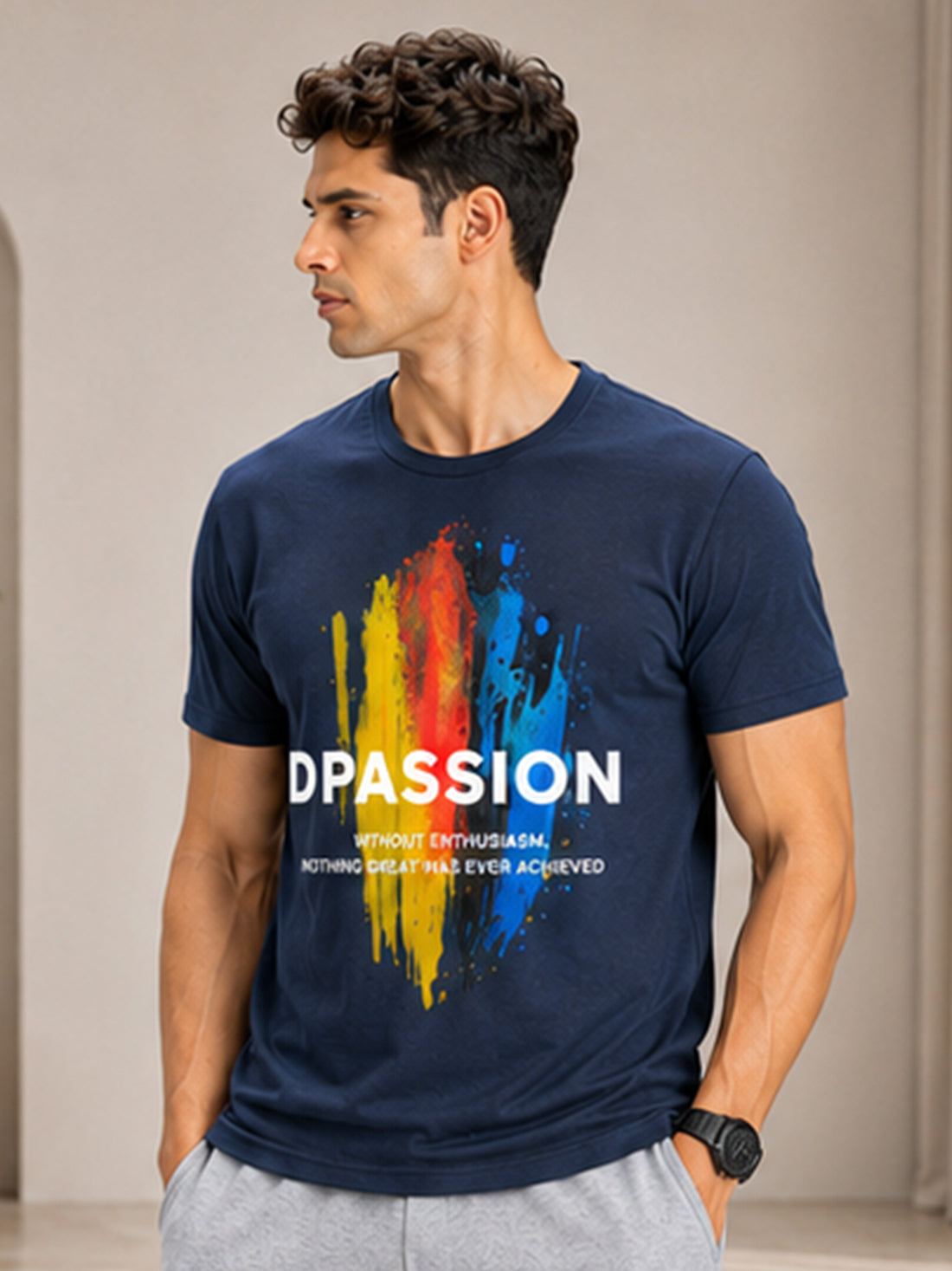 Dpassion Men's Black Graphic Performance T-Shirt | Dry-Fit Sportswear | Wholesale Activewear