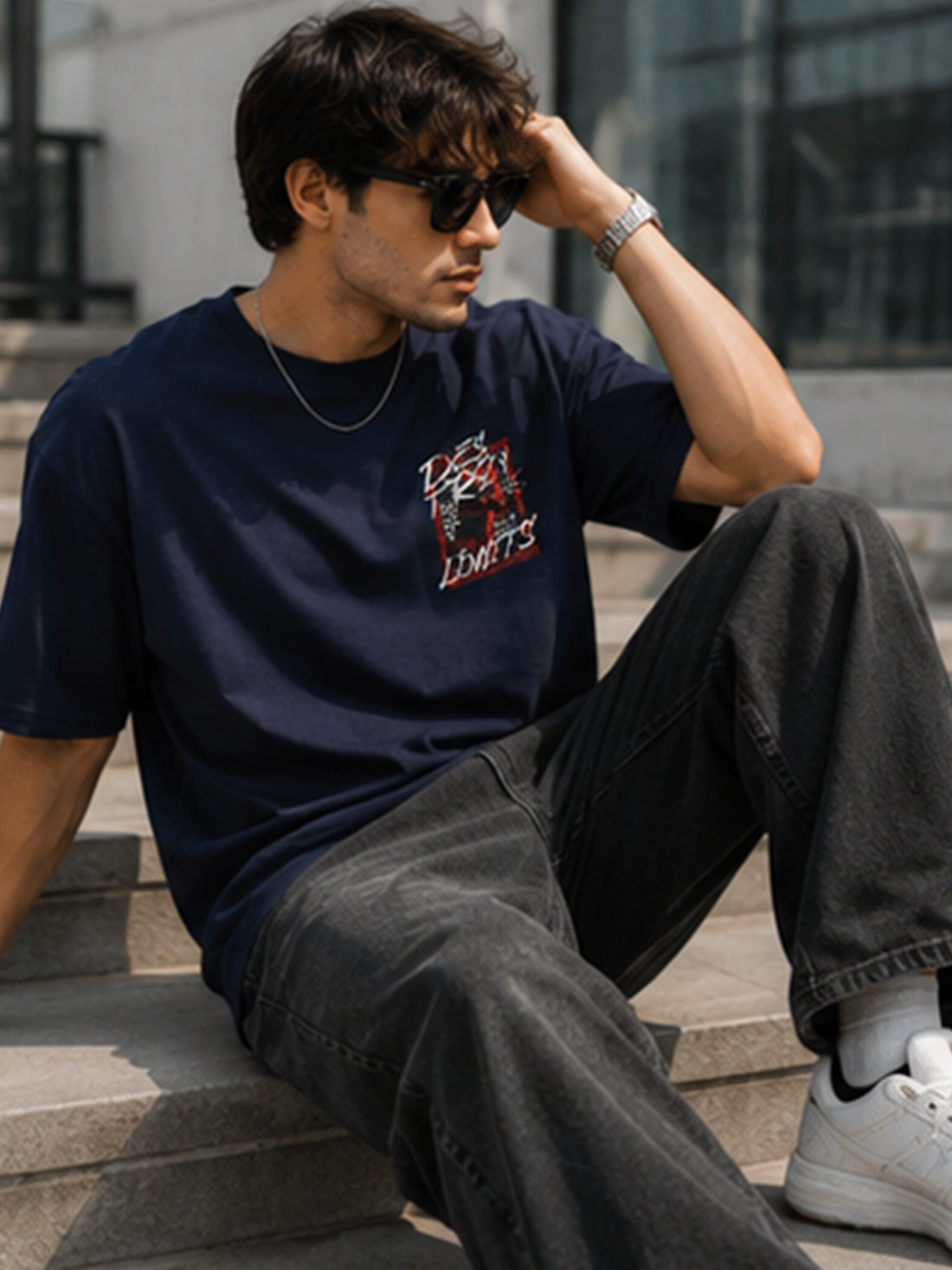 Men's Oversized Drop Shoulder T-Shirt | 100% Cotton Relaxed Fit Round Neck Streetwear Tee
