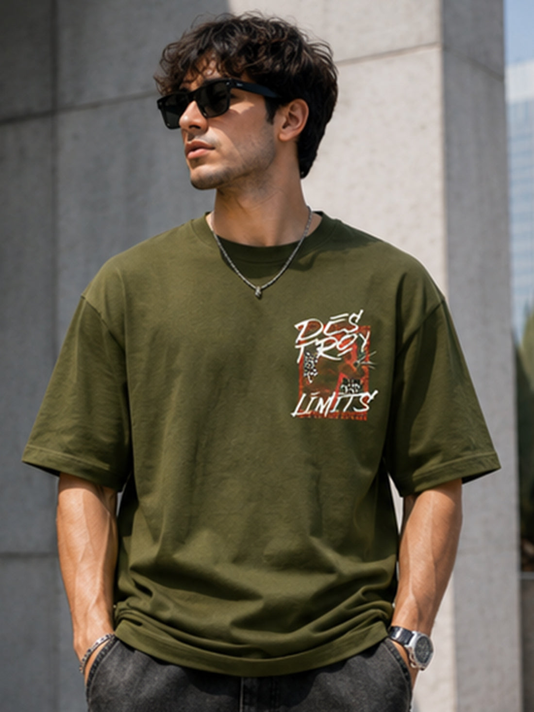 Men's Oversized Drop Shoulder T-Shirt | 100% Cotton Relaxed Fit Round Neck Streetwear Tee