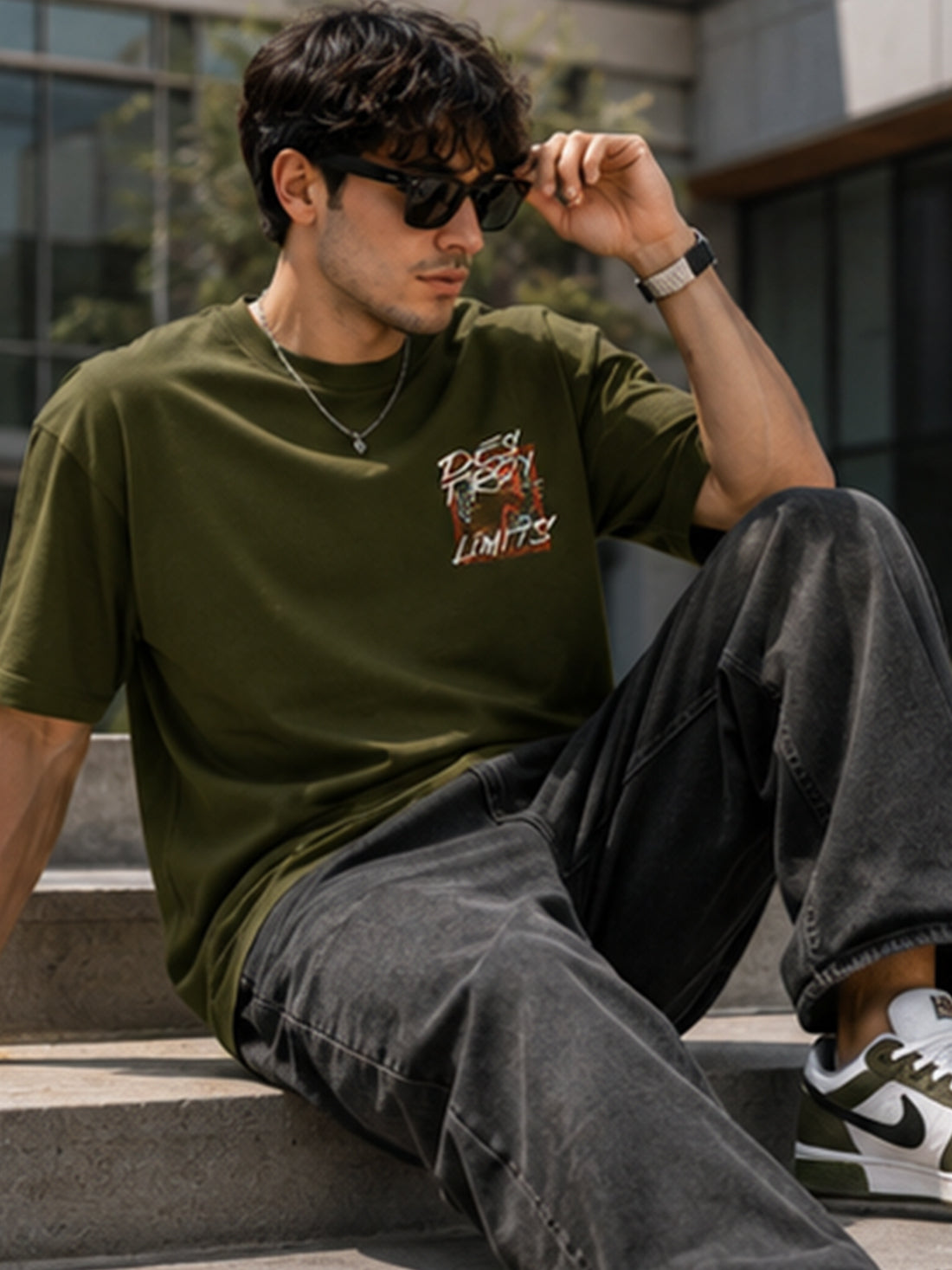 Men's Oversized Drop Shoulder T-Shirt | 100% Cotton Relaxed Fit Round Neck Streetwear Tee