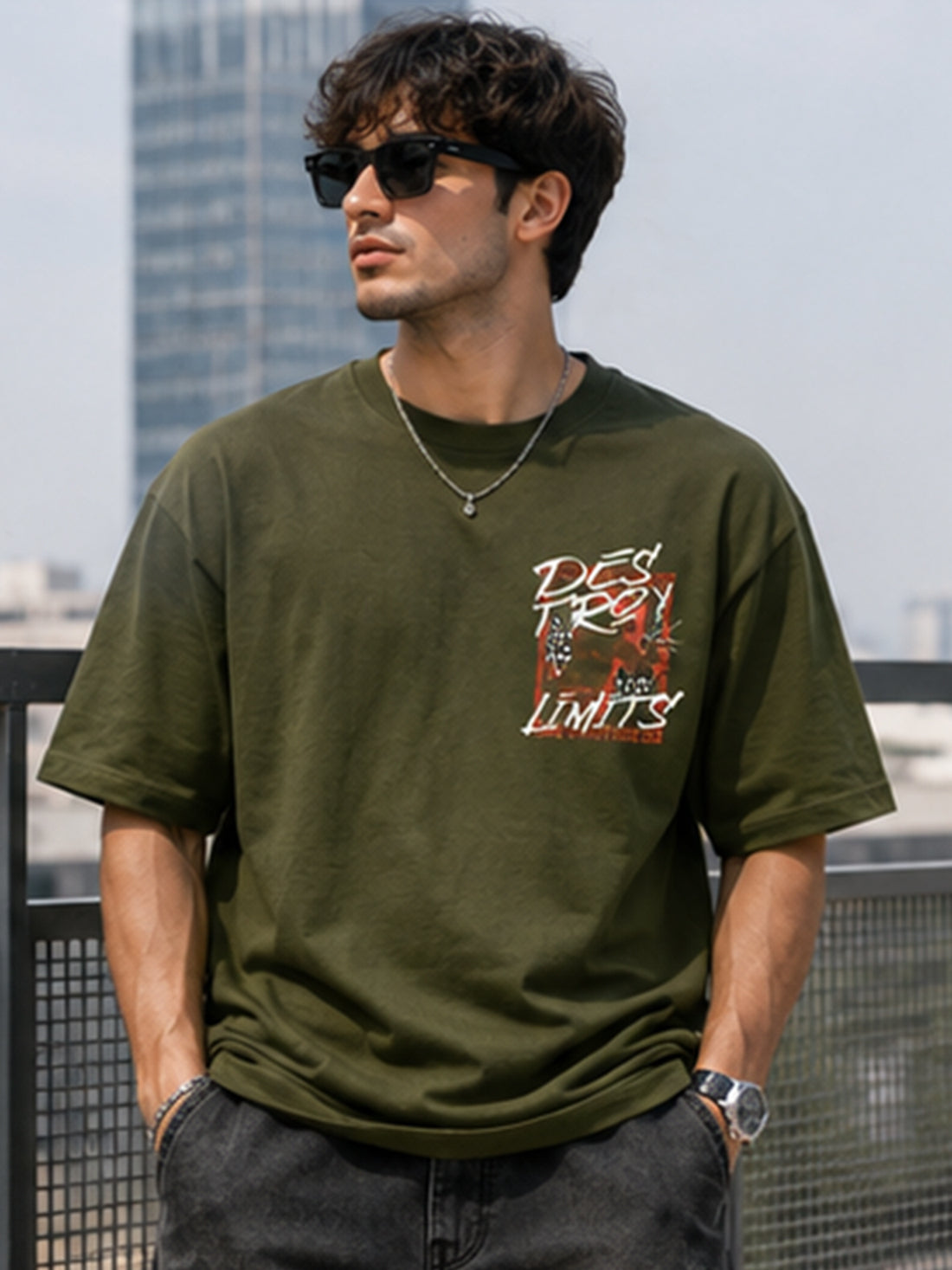 Men's Oversized Drop Shoulder T-Shirt | 100% Cotton Relaxed Fit Round Neck Streetwear Tee