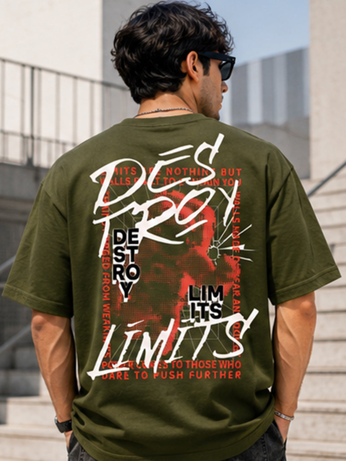 Men's Oversized Drop Shoulder T-Shirt | 100% Cotton Relaxed Fit Round Neck Streetwear Tee