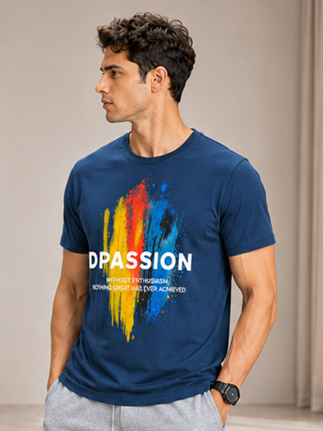 Dpassion Men's Black Graphic Performance T-Shirt | Dry-Fit Sportswear | Wholesale Activewear