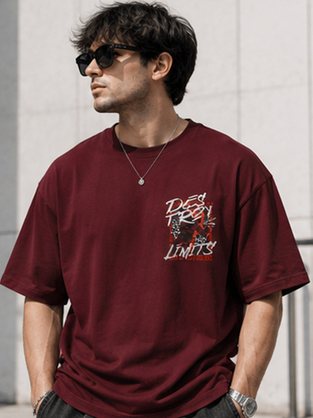 Men's Oversized Drop Shoulder T-Shirt | 100% Cotton Relaxed Fit Round Neck Streetwear Tee