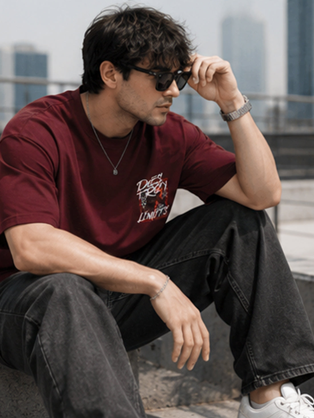 Men's Oversized Drop Shoulder T-Shirt | 100% Cotton Relaxed Fit Round Neck Streetwear Tee