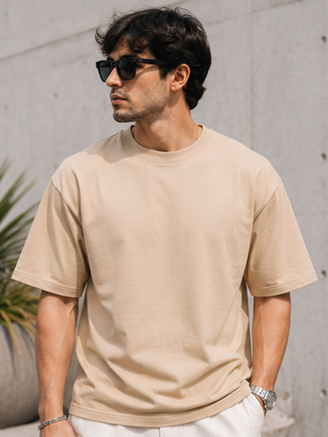 DPASSION California Palm Oversized Graphic T-Shirt for Men | 200 GSM Pure Cotton | Summer Streetwear Back Print Tee