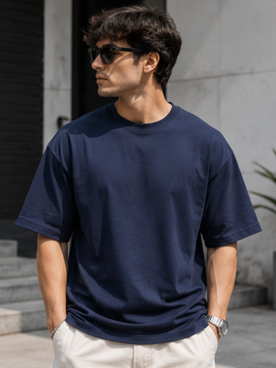 DPASSION California Palm Oversized Graphic T-Shirt for Men | 200 GSM Pure Cotton | Summer Streetwear Back Print Tee