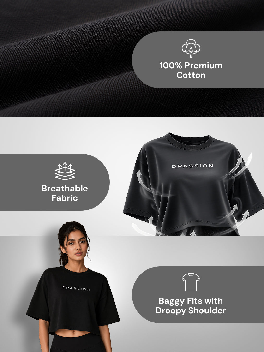 Women's Oversized Crop T-Shirt | Premium Cotton Manufacturer India