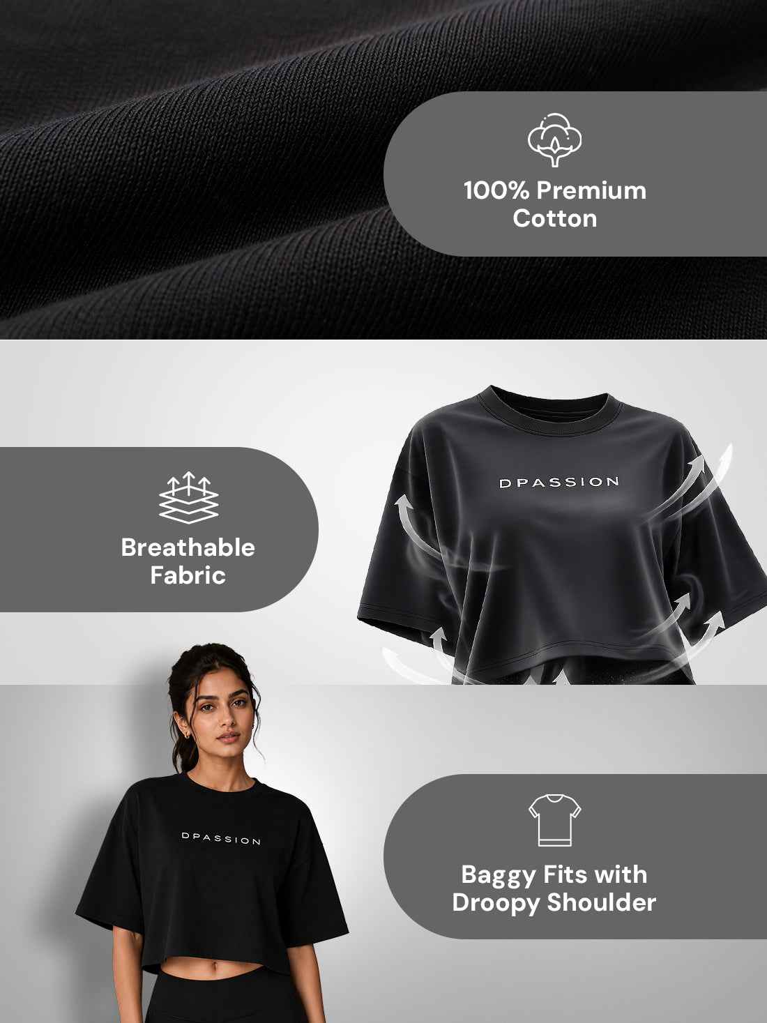 Women's Oversized Crop T-Shirt | Premium Cotton Manufacturer India